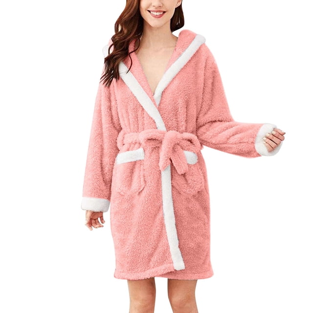YanHoo Towel Robe for Women Cute Hooded Lightweight Terry Cloth Bathrobe Bath Gown Soft Ladies ...