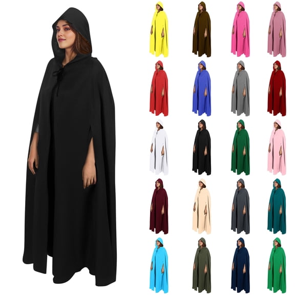 YanHoo Unisex Adult Hooded Cape Full Length Halloween Christmas Costume Party Cloak Gothic Witch Robe Vampire Cosplay Capes