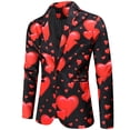 thumbnail image 1 of YanHoo Valentines Day Suit Men Pink Heart Print Jackets One Button Long Sleeve Suit Slim Fit Jackets Suit for Prom Party Men Valentines Day Gifts for Boyfriend, 1 of 9