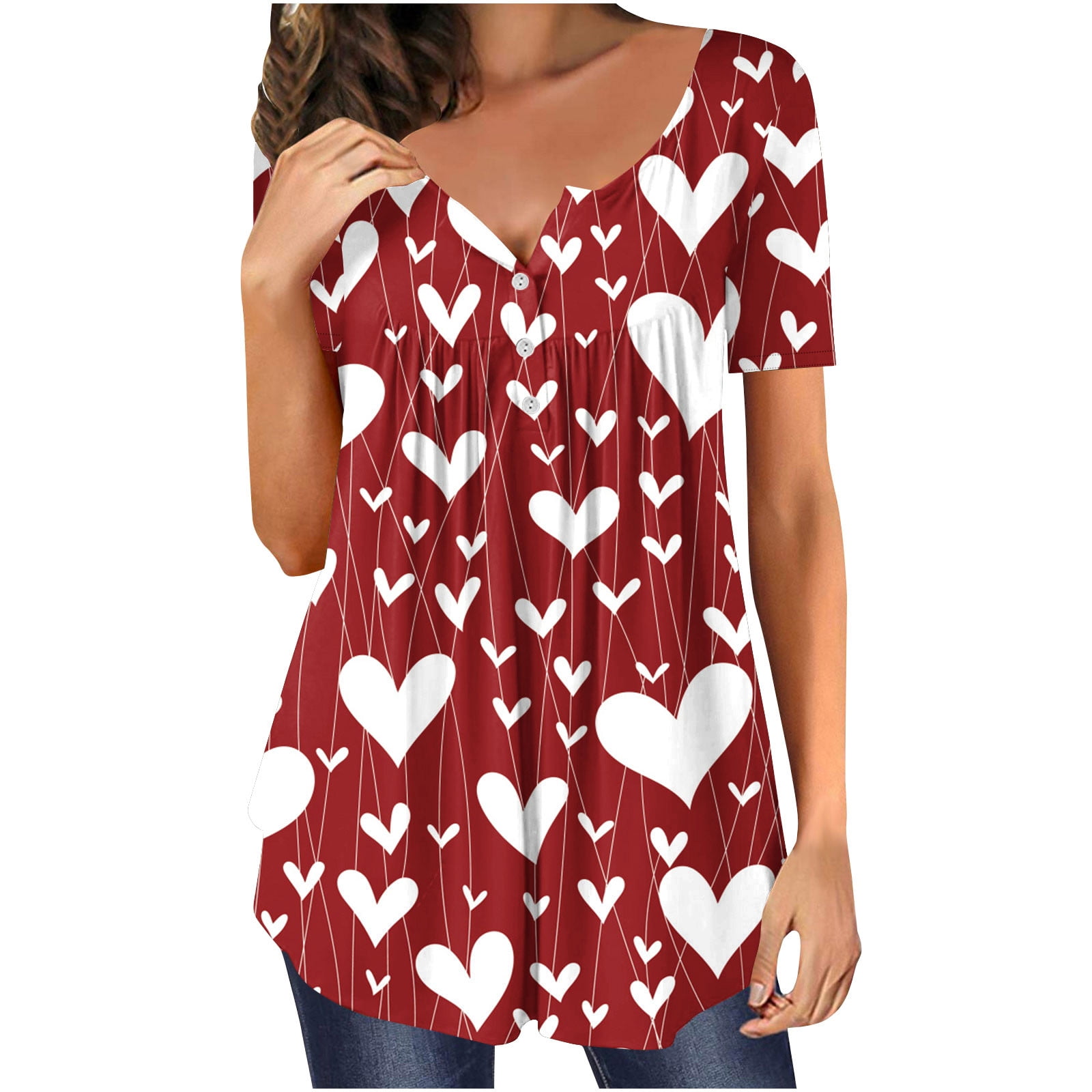 YanHoo Valentines Day Tunic Plus Size Women Tunic Tops to wear with
