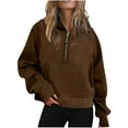 thumbnail image 1 of YanHoo Walmart Fall Prime Sale Womens Sweatshirts Long Sleeve Oversized Fleece Half Zip Crop Hoodies Teen Teens Y2K Fall Pullover, 1 of 5