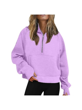 XFLWAM Women's Half Zipper Crop Pullover Sweatshirts Quarter Zip