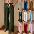 thumbnail image 1 of YanHoo Wide Leg Pants for Women Elastic Waisted Drawstring Straight Trousers Casual Comfy Sweatpants with Pockets, 1 of 8