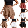 thumbnail image 1 of YanHoo Wide Leg Shorts for Women Fashion High Waisted Ruffle Short Pants Casual Outdoor Shorts with Pockets, 1 of 8