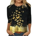thumbnail image 1 of YanHoo Women 3/4 Sleeve Blouse 3/4 Length Sleeve Womens Crewneck Tops Graphic 3/4 Sleeve Tops for Women Floral Ladies Tops and Blouses 3/4 Sleeve, 1 of 5
