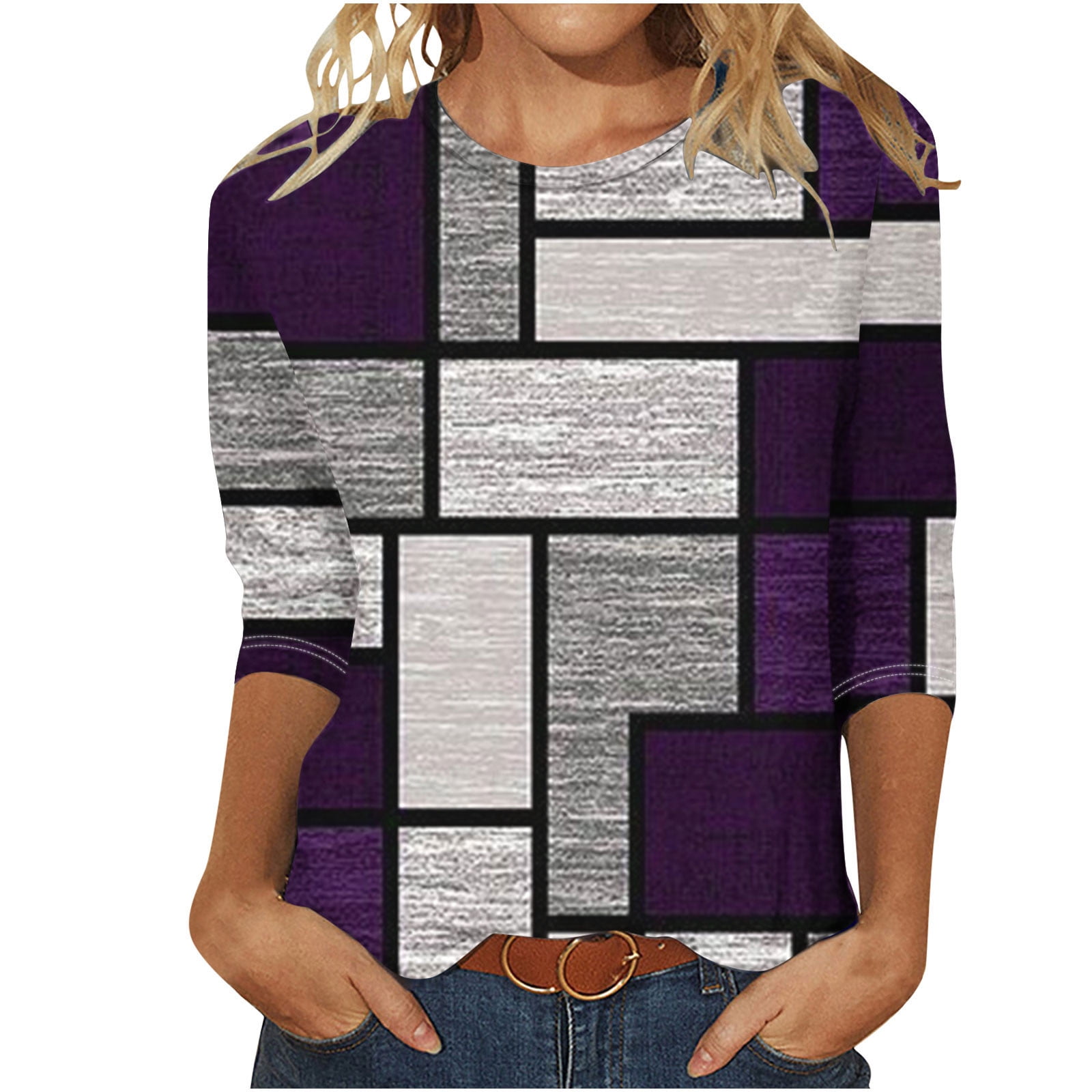Blouse No Boundaries Noir à Manches 3/4 Avec Détails Crochet - Taille 2XL (Plus Size)