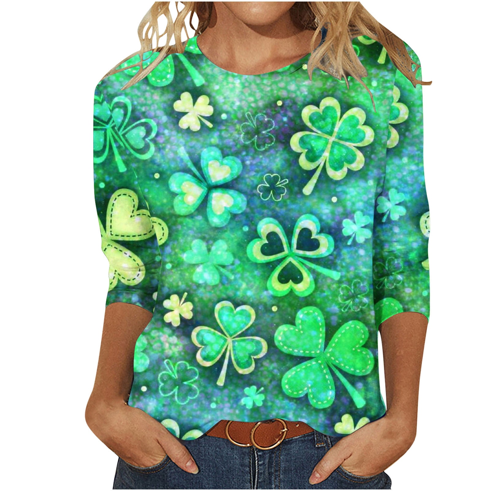 Yanhoo Women 3 4 Sleeve T Shirts St Patricks Day 3 4 Sleeve Tops Womens