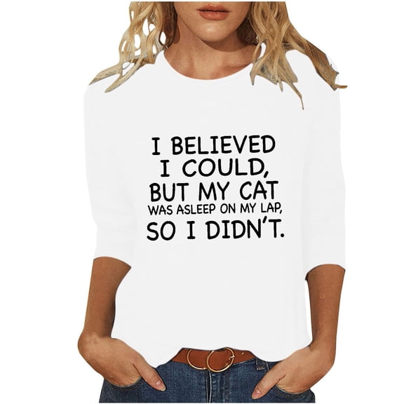 YanHoo Women 3/4 Sleeve Tops 3/4 Length Sleeve Womens Crewneck Tops Tshirts Women Graphic Tees Vintage 3/4 Sleeve Womens 3/4 Sleeve Tee Shirts Sale under 10