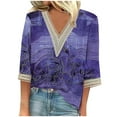 thumbnail image 1 of YanHoo Women 3/4 Sleeve Tops and Blouses 3/4 Sleeve Graphic Basic Tees for Women 3/4 Sleeve V Neck Loose Fit Top V Neck Pullover Woman Trendy Tops Sleeve 3/4 Length, 1 of 6