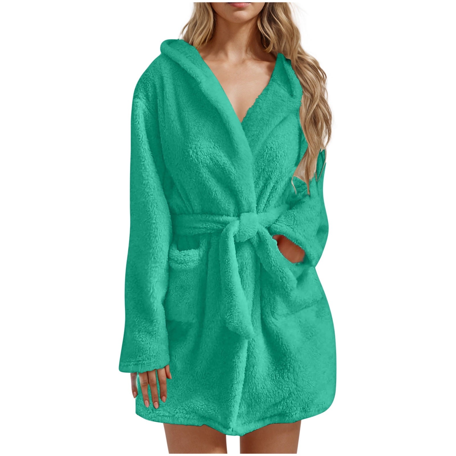 YanHoo Women Bathrobe Towel Plush Fluffy Terry Cloth Women Lightweight ...