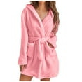 thumbnail image 1 of YanHoo Women Bathrobes Clearance Fuzzy Robe for Women Mid Length Belted Bathrobe Hooded Fleece Plush Kimono Bath Robe Winter Spa Robes with Pockets Walmart Prime Sale, 1 of 8