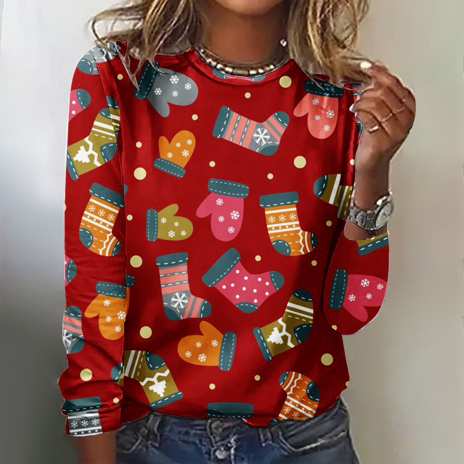 YanHoo Women Christmas Tops Funny Womens Christmas Shirt Long Sleeve