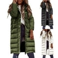 thumbnail image 1 of YanHoo Women Long Down Jacket Full Zip Up Padded Puffer Jacket Plus Size Quilted Hooded Coat Mid Length Winter Coats Outwear Army Green,XXXXXL, 1 of 8