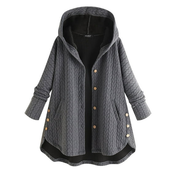 YanHoo Women Oversized Hoodie Jackets Fleece Jacket Plus Size Button Down Hooded Coat Long Sleeve Fluffy Sherpa Teddy Bear Coat Winter Warm Outerwear 2025