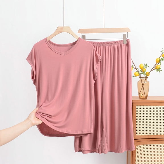 YanHoo Women Pajamas Sets Loungewear Plus Size Loose Soft Sleepwear Two Piece Summer Sleeveless Pjs Tank Top Pants Set