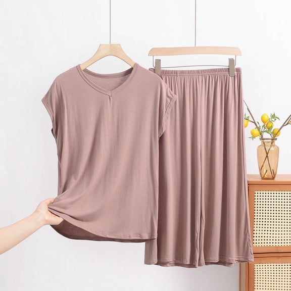 YanHoo Women Pajamas Sets Loungewear Plus Size Loose Soft Sleepwear Two Piece Summer Sleeveless Pjs Tank Top Pants Set