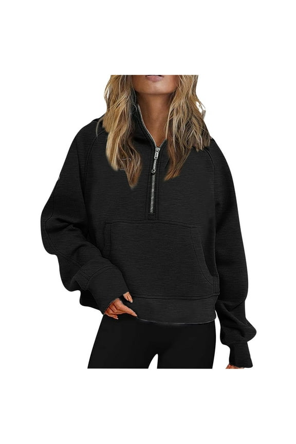 Women Quarter Zip Sweatshirt Long Sleeve Oversized Half Zip Pullover Sweatshirt Y2K Hoodie Sweater Trendy Fall Clothes