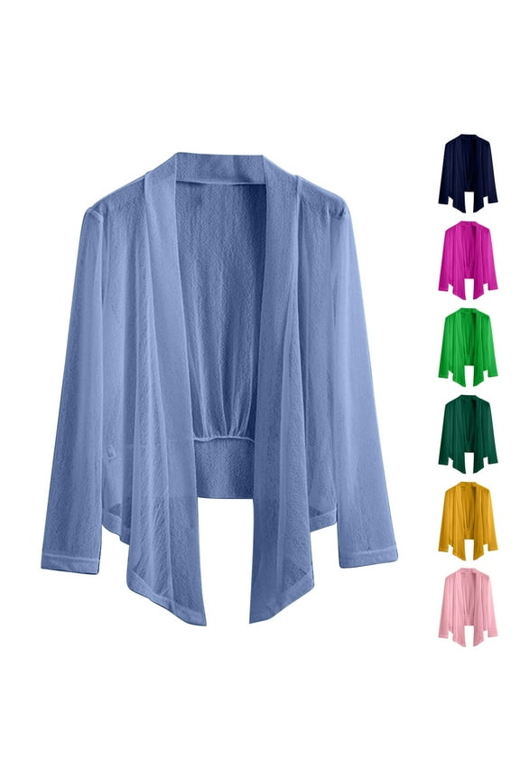 Women Sheer Tees Fashion Long Sleeve Open Lace-up Front Cropped Cardigan See Through Casual Outerwear Coat 2026 Yellow,XXXXXL