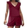 thumbnail image 1 of YanHoo Romper Swimsuits for Women 2024 One Piece V Neck Bathing Suit Ruffle Built-in Bra Swimwear Tummy Control Swimsuits with Pockets Summer Savings Sales, 1 of 9