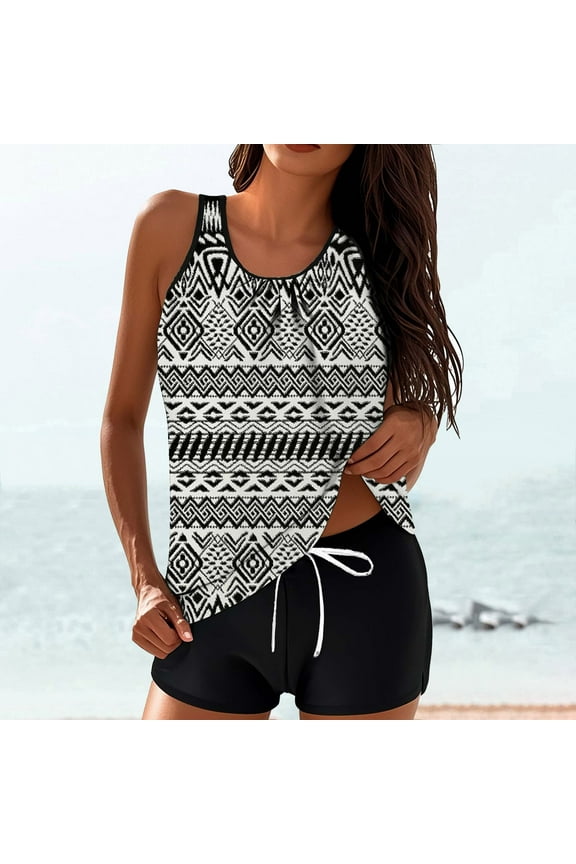 Women Tankini with Shorts 2025 Tummy Control Tankini Swimsuits Clearance Swim Suits Gifts for Women 2025