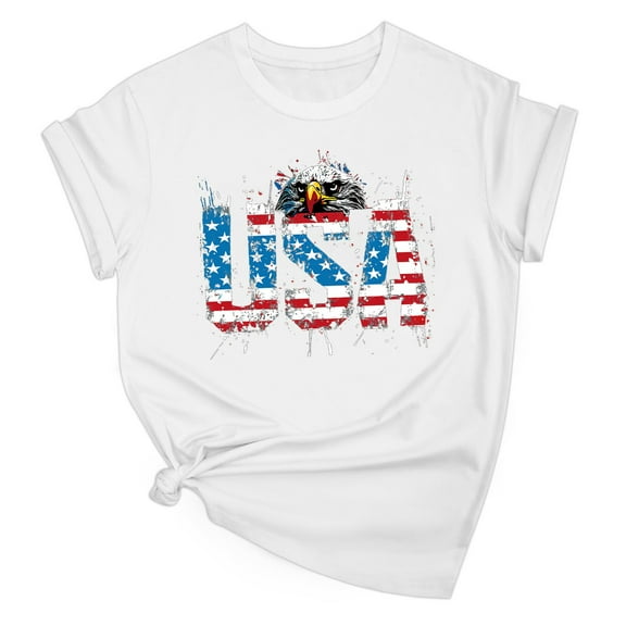 YanHoo Women's 4th of July Shirts American Flag Stars and Strips Graphic Tee Shirts 2025 Summer Short Sleeve T-Shirts Patriotic Outfits