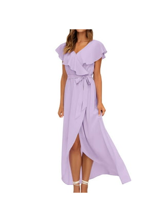 Kitsin Women's Short Sleeve Wrap Dress Summer V Neck High Waist Flowy  Tiered Ruffle Party Midi Dresses with Belt 