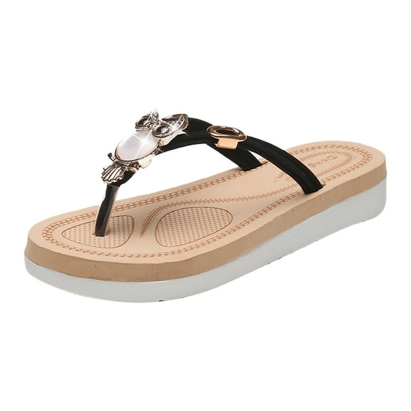 YanHoo Women's Flip Flops Flat Slides, Comfortable Sandal Summer Beach Dress Shoes Casual Slides Walking Flip Flops for Women