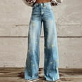 thumbnail image 1 of YanHoo Women's Floral Printed Jeans Wide Leg Baggy High Waisted Y2K Boyfriend Jean Denim Pants Distress Vintage Straight Leg Pants Yellow,XXXXL, 1 of 6