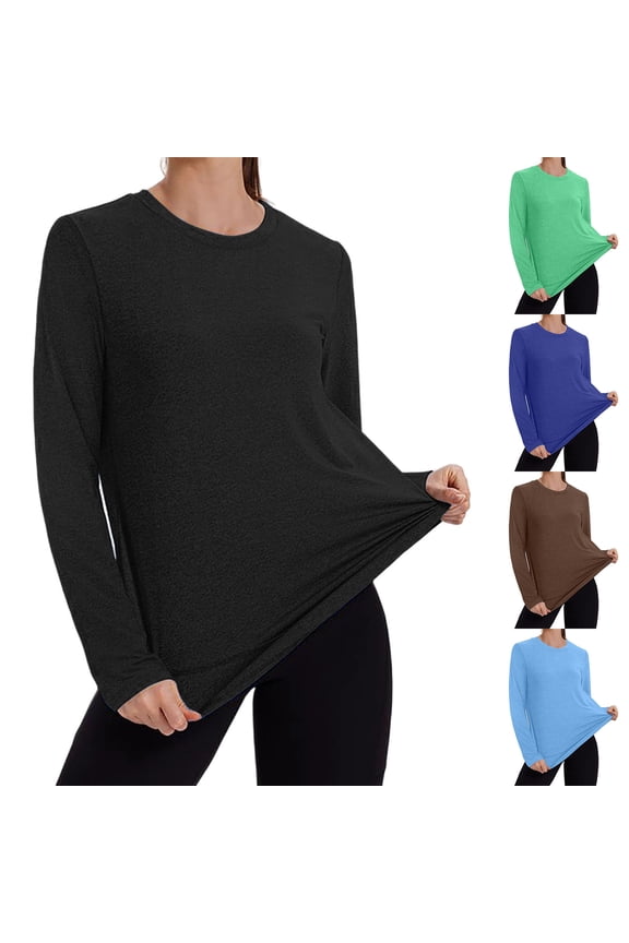 Women's Long Sleeve Shirts UPF 50+ Sun Protection Quick Dry Athletic Running Workout Tops Rash Guard 2026 Trendy Tops Blue,XL