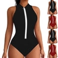 thumbnail image 1 of YanHoo Women's One Piece Swimsuits Rash Guard Sun Protection Surfing Swimsuit Sleeveless Zipper Bathing Suit Swimwear, 1 of 8