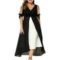 thumbnail image 1 of YanHoo Women's Party Dresses Sexy Cold Shoulder Vintage V Neck Plus Size Elgant Maxi Dress, 1 of 8