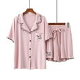 thumbnail image 1 of YanHoo Women's Petite Pajama Sets Button Down Loungewear Short Sleeve Sleepwear 2 Piece Short Pants Pjs Set with Pocket, 1 of 6