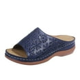 thumbnail image 1 of YanHoo Women's Platform Wedge Comfort Cross Strap Flowers Slide Sandals Arch Support Footbed Indoors Or Outdoors Slip On, 1 of 6