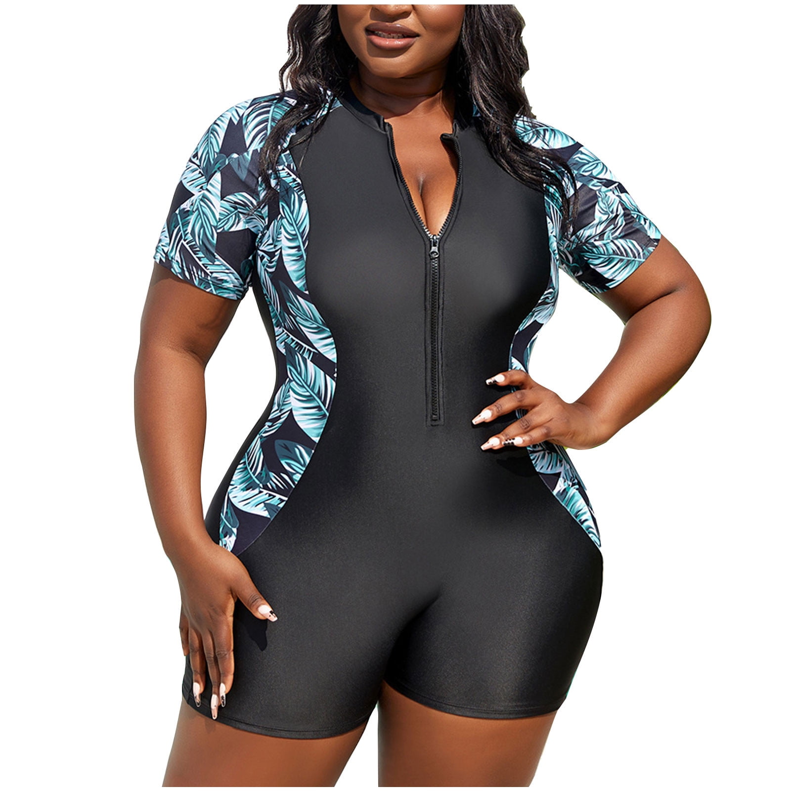 YanHoo Women's Plus Size Rash Guard Sets One Piece Swimsuits