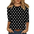 thumbnail image 1 of YanHoo Women's Polka Dot 3/4 Sleeve Blouse Tops Ladies 2025 Plus Size Summer Casual Crewneck 3/4 Sleeve Shirts, 1 of 6