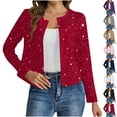 thumbnail image 1 of YanHoo Women's Sequin Jackets Open Front Blazer Jacket Slim Fit Casual Long Sleeve Sparkly Glitter Cardigan Coat for Birthday Party Navy,XXL, 1 of 8