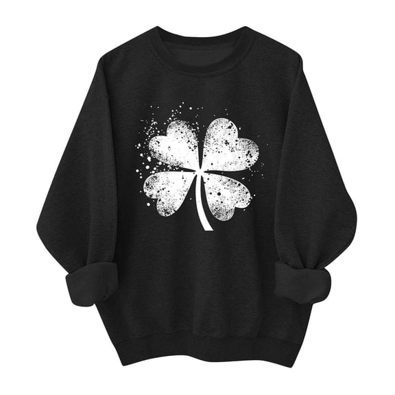 YanHoo Women's St Patrick's Day Sweatshirt Lucky Irish Shamrock Fashion Pullover Oversized Casual Long Sleeve Tops for Woman