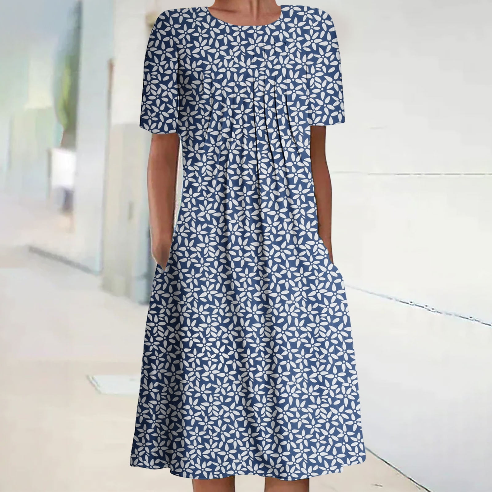 TrendAura Yellow Floral Cotton Blend Summer Dress For Women Breathable Lightweight Comfort main image 1
