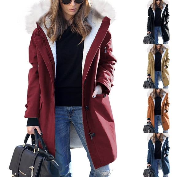 YanHoo Women's Thicken Fleece Lined Parka 2025 Winter Warm Trench Coat Casual Plus Size Hooded Puffer Jacket with Pockets Yellow,XXXXXL