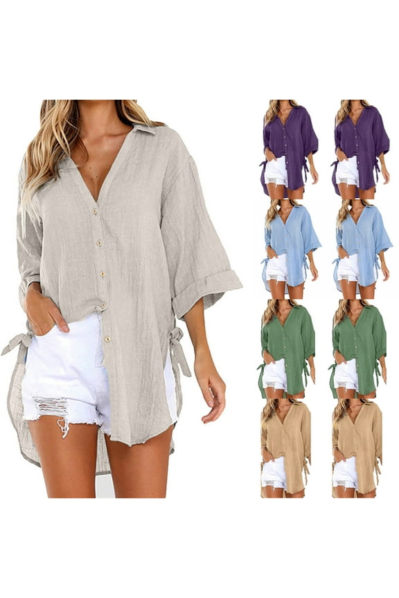 Women's UPF 50+ Shirt Linen Long Sleeve Sun Protection Button Shirts Quick Dry Outdoor Fishing Hiking Shirt Tops Beige,XL