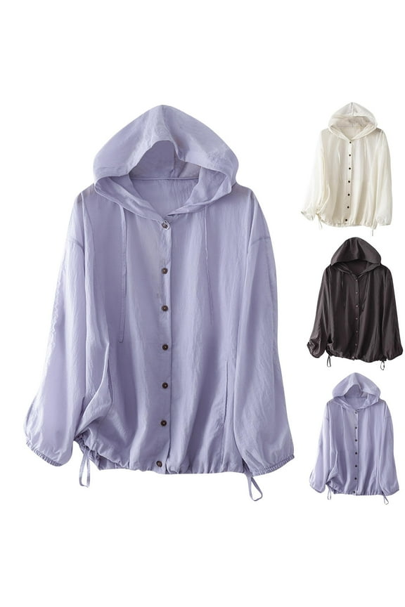 Women's UPF 50+ Sun Protection Hoodie Jacket Lightweight Full Zip Running Jacket Athletic Jacket with Pockets 2026 Purple,XXL