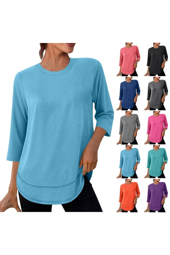 Women's Workout Tops Long Sleeve Quick Dry UPF 50+ Sun Protection Shirts for Hiking Running S-3XL 2026 Trendy Tops Hot Pink,XXXL