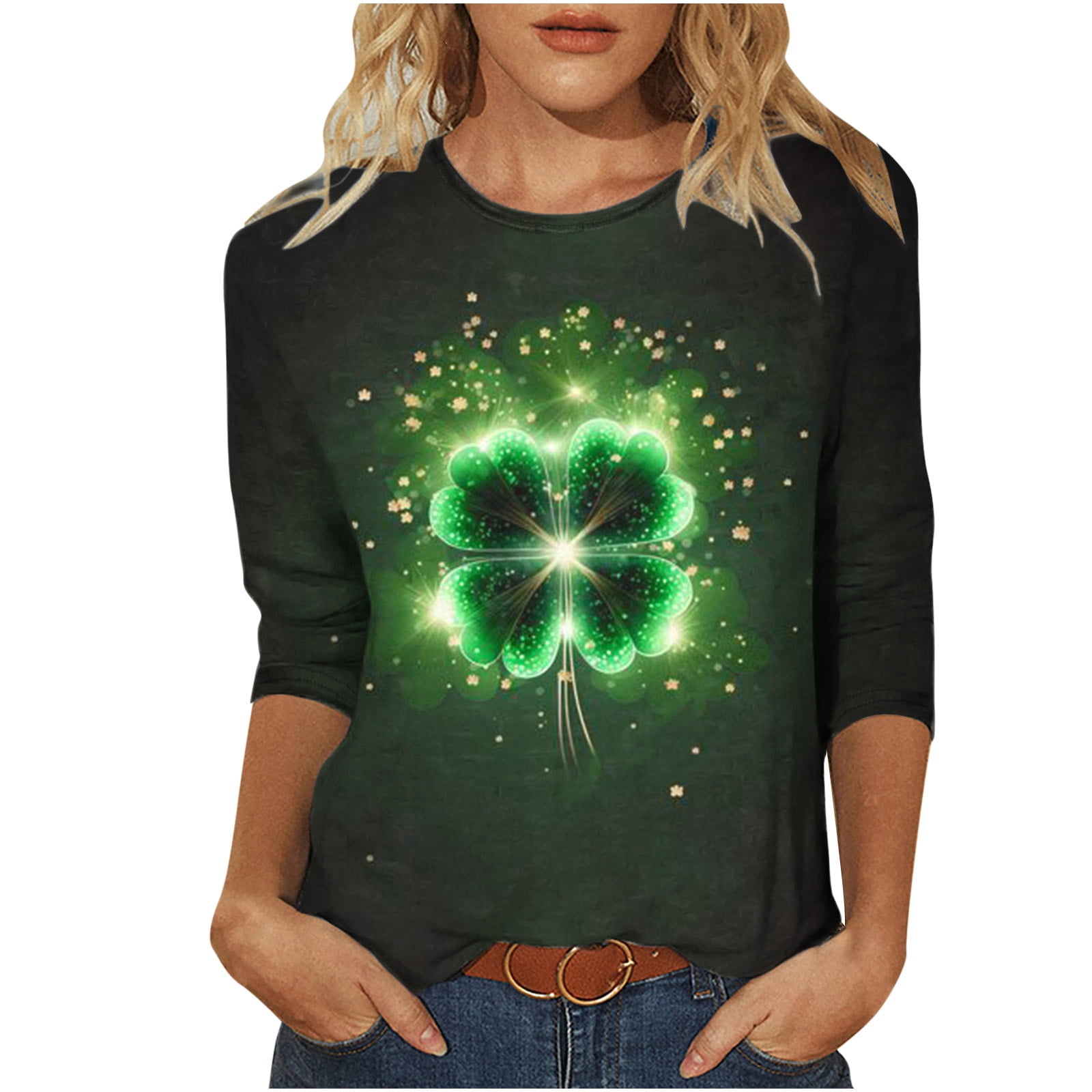 YanHoo Womens 3/4 Sleeve T Shirts St Patricks Day Print 3/4 Length