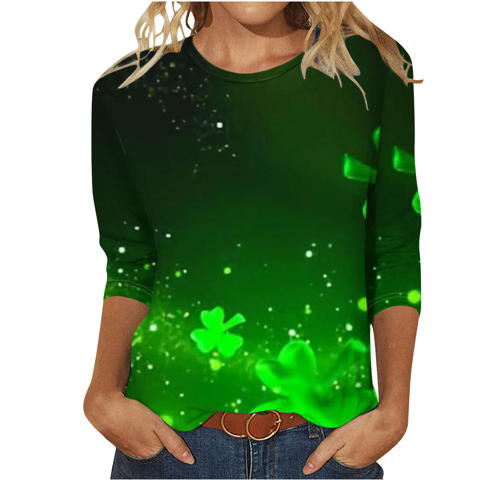YanHoo Womens 3/4 Sleeve T Shirts St Patricks Day Print 3/4 Length