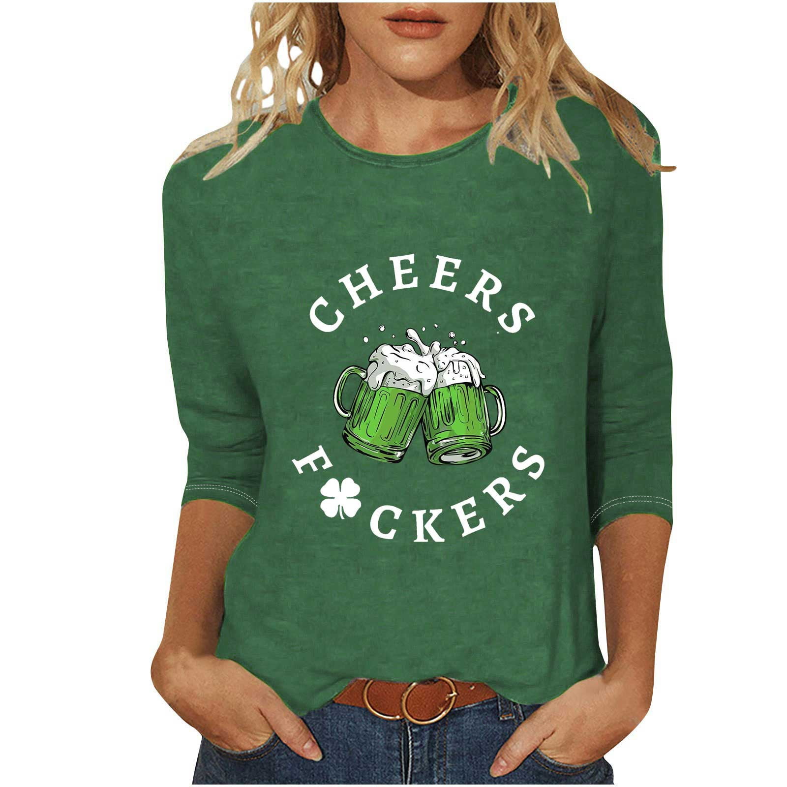 Yanhoo Womens 34 Sleeve T Shirts St Patricks Day Print 34 Length Sleeve Womens Tops 2024 4904