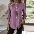 thumbnail image 1 of YanHoo Womens Button Down Shirts Trendy Roll Up Long Sleeve Shirt Loose Dressy Casual Tops Going Out Work Blouses, 1 of 8