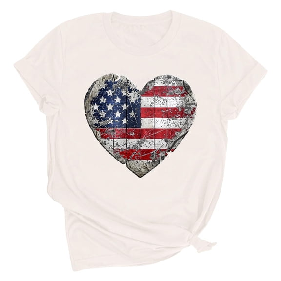 YanHoo Womens Graphic T Shirts 4th of July Casual Short Sleeve Crewneck Patriotic Shirts 2025