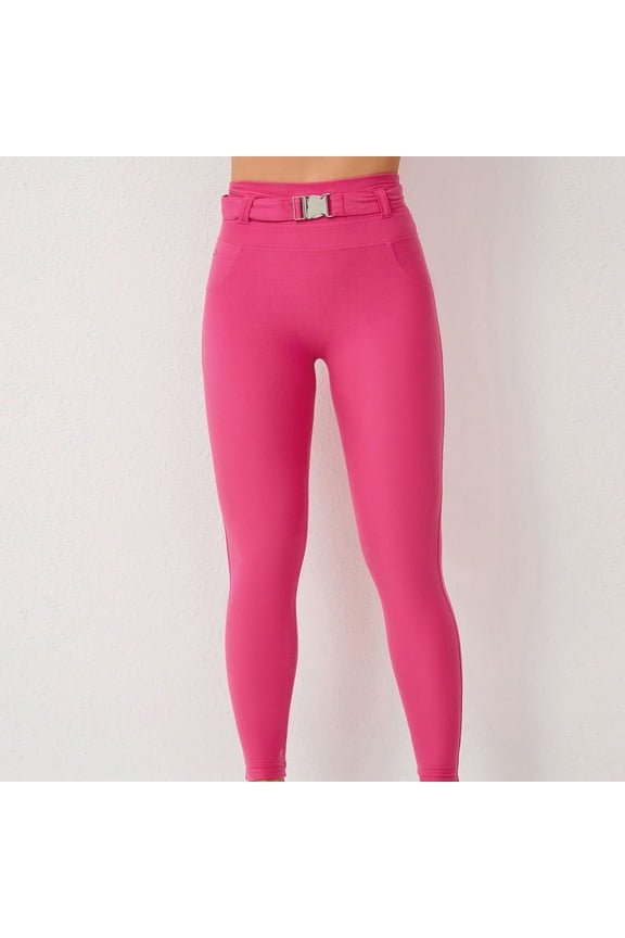 Womens High Waisted Jeggings Adjustable Waist Stretchy Skinny Jeans Slimming Tights Workout Yoga Pants Trousers Hot Pink,S