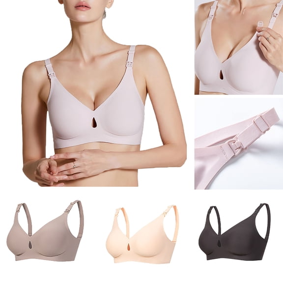 YanHoo Womens Nursing Bras for Breastfeeding Maternity Full Coverage Support Seamless T-Shirt Bra Adjustable Bralette