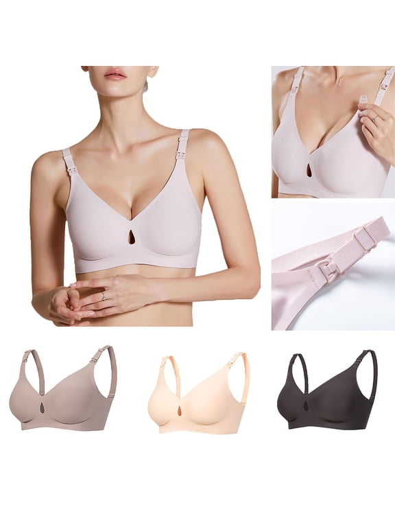 Womens Nursing Bras for Breastfeeding Maternity Full Coverage Support Seamless T-Shirt Bra Adjustable Bralette